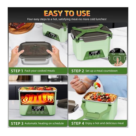 Cordless Electric Lunch Box, 1.2L Self Heating Lunch Box - Picture 16 of 16